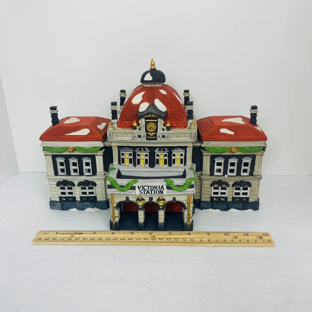 Victoria Station Christmas Village Building Ceramic Lighted Train Station Decor